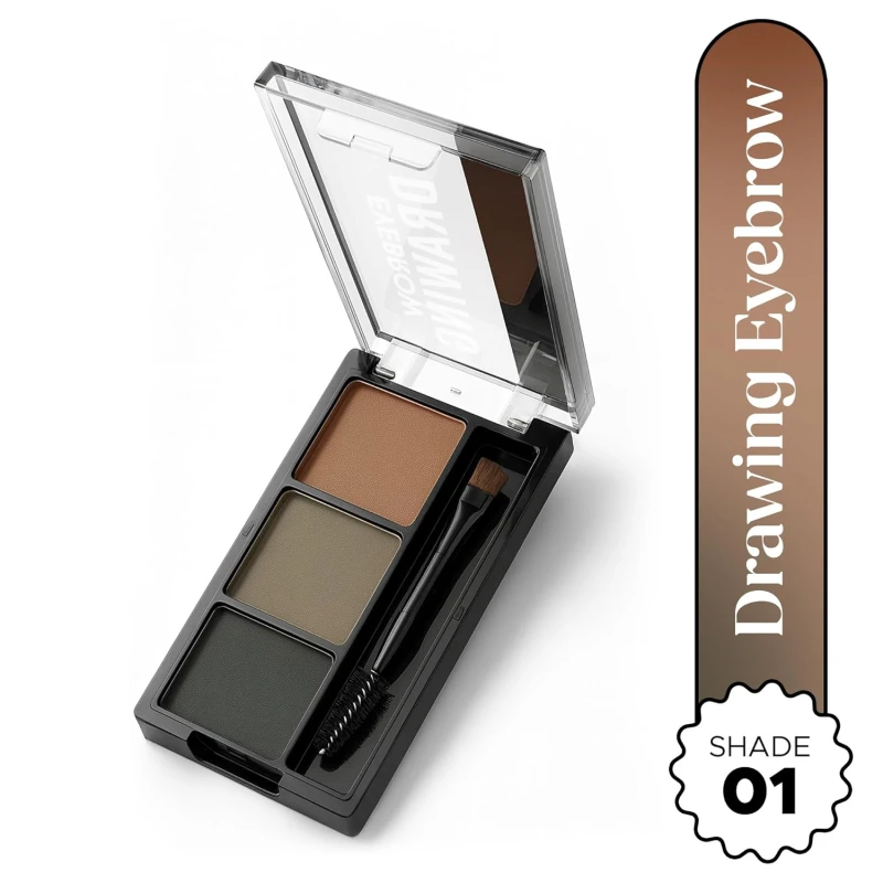 Hilary Rhoda Eyebrow Palette with Spoolie | 3 Natural Blendable Shades | Waterproof & Long-Lasting | Smudge-Proof Brow Powder Kit (Shade 01) – 7.2g - Thumbnail 3